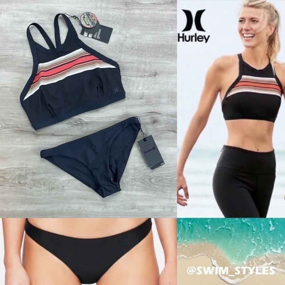 ☀️HURLEY☀️HIGH NECK PEND ACAD Q/D SURF BIKINI SET